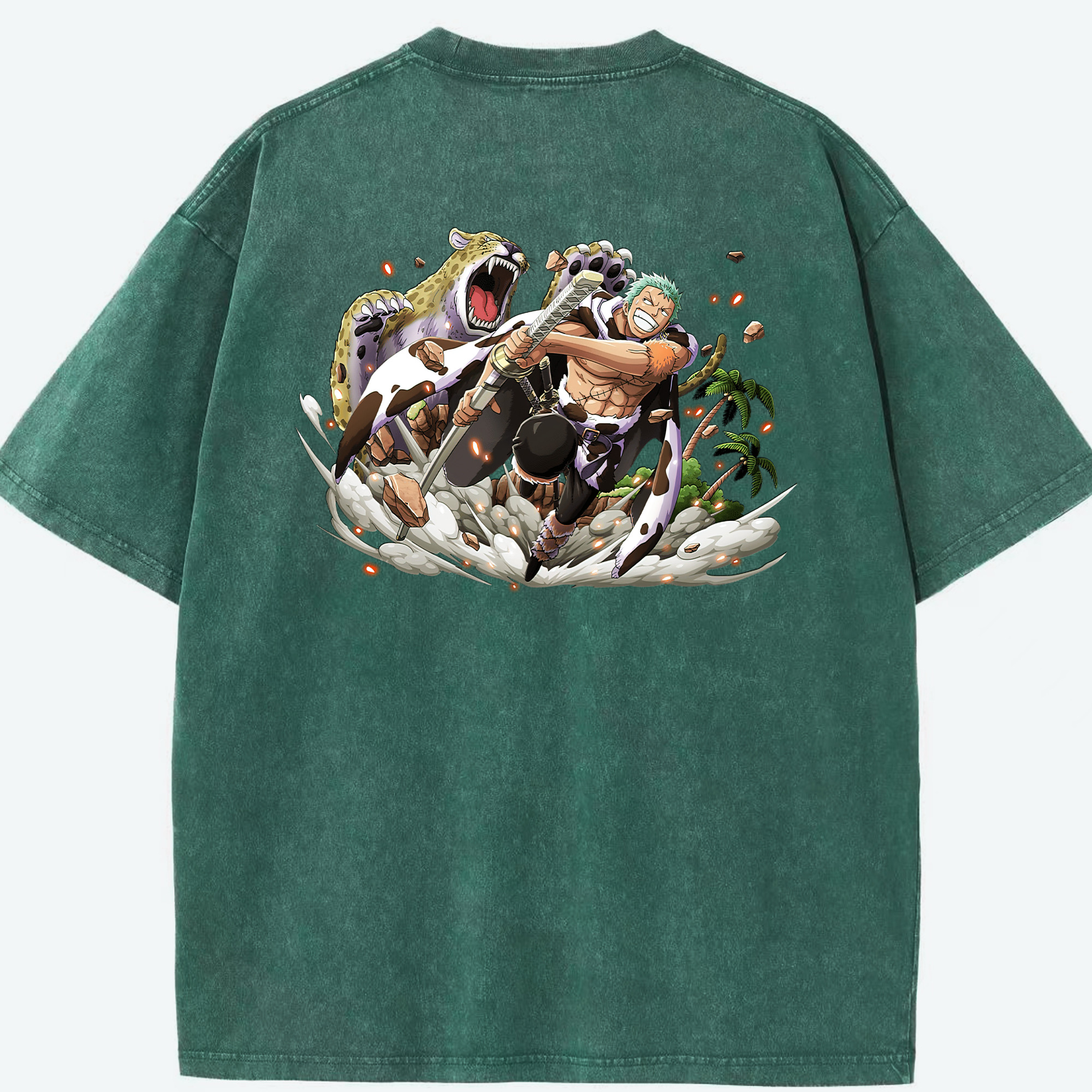 ワンピース ロロノア・ゾロ ONE PIECE Roronoa Zoro 綿100% ヴィンテージ風 半袖Tシャツ（背面プリント）